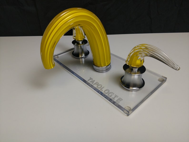TAPOLOGIE. Glass Faucet. Canary. Hand Blown Glass. Brushed Etsy