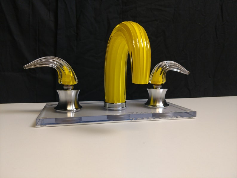 TAPOLOGIE. Glass Faucet. Canary. Hand Blown Glass. Brushed Etsy
