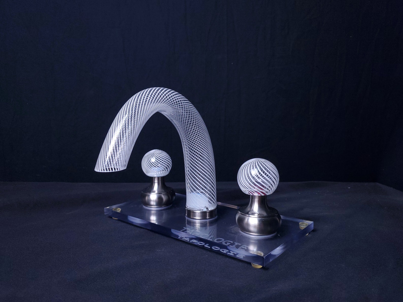 Tapologie. Glass Faucet. White Cane. Hand Blown Glass. Etsy