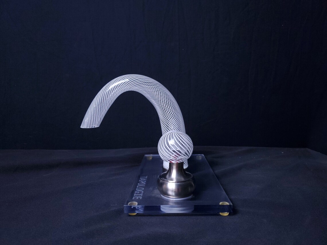 Tapologie. Glass Faucet. White Cane. Hand Blown Glass. Etsy