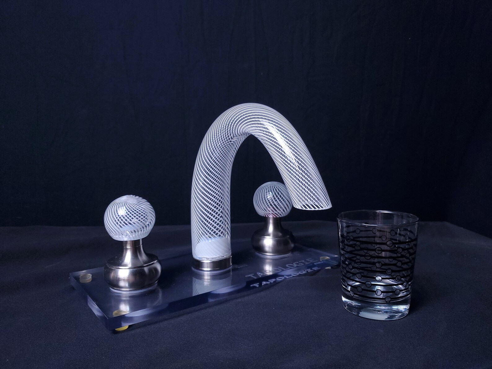 Tapologie. Glass Faucet. White Cane. Hand Blown Glass. Etsy