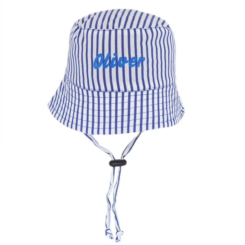 Personalised Name Baby Sun Hat Boy Girl Summer Cotton Striped Etsy