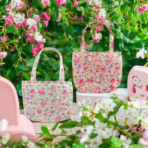 Mädchen Tasche Kleinkind Kind Kinder Tasche Handtasche Sommer Vintage Floral in hübschen Rosa oder Creme für kleine Mädchen 2-10 Jahre