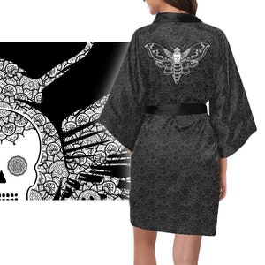Gothic Kimono Robe - Gothic Robe - Moth Robe - Gothic Kimono - Deaths Head Hawk Moth Robe - Horror Kimono Robe - Women's Robe - Gift For Her