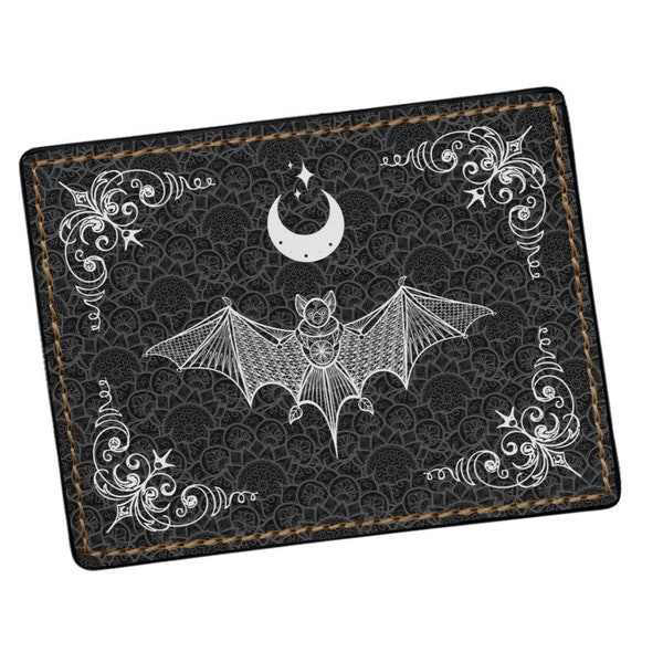 Gothic Wallet, Goth Slim Wallet, Halloween Wallet, Witchy Wallet, Bat Wallet, Vampire Wallet, Crescent Moon Wallet, Vegan Leather Wallet