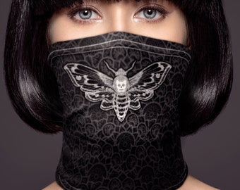 Death's Head Hawkmoth Mask - Gothic Face Cover - Occult Face Mask - Mandala - Bandana - Neck Gaiter - Scarf