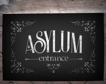 Halloween Decor - Gothic Decor - Gothic Welcome Mat - Haunted House Decor - Asylum Sign - Horror Welcome Mat - Halloween House - 16"x24"