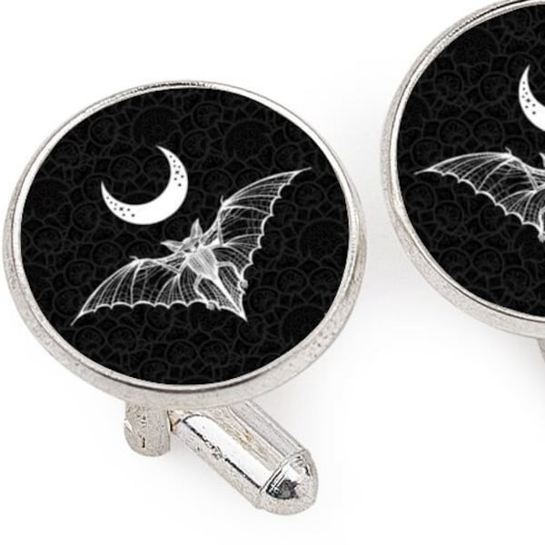 Bat Cufflinks, Goth Cufflinks, Vampire Cufflinks, Goth Gift for Him, Black Cufflinks, Goth Formalwear, Goth Groom Wedding Gift, Bat Jewelry