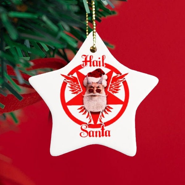 Satanic Christmas Decoration, Hail Santa Ornament, Funny Christmas Ornament, Gothic Christmas Ornament, Baphomet Ornament, Occult Ornament