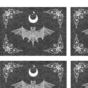 Gothic Placemats, Gothic Dining Decor, Bat Table Mats, Witchy Place Mats, Vampire Decor, Halloween Dining Decor, Set of 4 Fabric Placemats