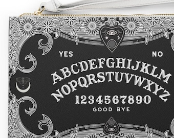 Ouija Board Clutch Bag - Gothic Clutch - Ouija Board Handbag - Black and White Clutch Purse - Witchy Purse - Vegan Leather Clutch - 9.5"x6"