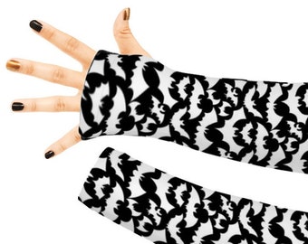 Halloween Accessories - Gothic Fingerless Gloves - Gothic Arm Sleeves - Bat Accessories - Witchy Arm Sleeves - Goth Sleeves - Arm Warmers