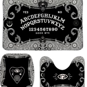 Gothic Home Decor - Gothic Bathroom Decor - Halloween Decor - Ouija Home Decor - Ouija Bathroom Decor - Toilet Seat Cover and Bath Mat Set