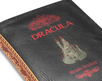 Portefeuille livre, portefeuille gothique, portefeuille Dracula, portefeuille vampire, portefeuille Dark Academia, portefeuille en cuir végétalien, cadeau pour les amateurs de lecture, portefeuille à deux volets