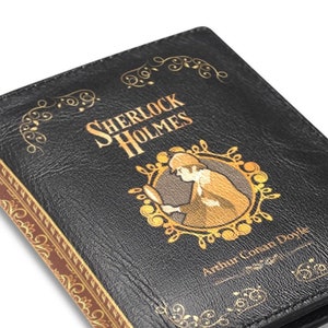 Book Wallet, Sherlock Holmes Wallet, Steampunk Wallet, Dark Academia Wallet, Literature Gift, Vegan Leather Wallet, Book Lovers Gift