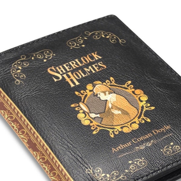 Portefeuille livre, portefeuille Sherlock Holmes, portefeuille Steampunk, portefeuille Dark Academia, cadeau littérature, portefeuille en cuir végétalien, cadeau pour les amateurs de livres