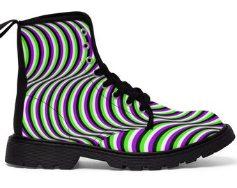 Trippy Boots - Women - Psychedelic Boots - Optical Illusion Boots - Canvas Boots