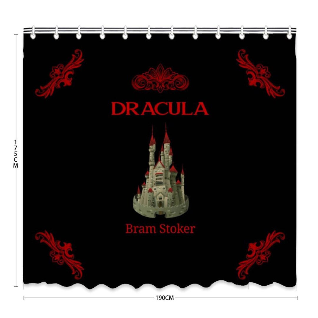 Gothic Bathroom Decor, Dracula Shower Curtain, Halloween Shower Curtain