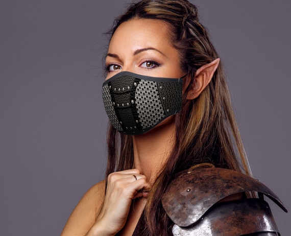 Fragua Unirse Araña Máscara medieval Chainmail &Leather Armor Face Mask Knight - Etsy España