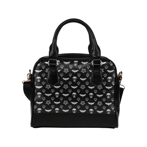 Black Gothic Top Handle Shoulder Bag Gothic Purse Satanic Bag