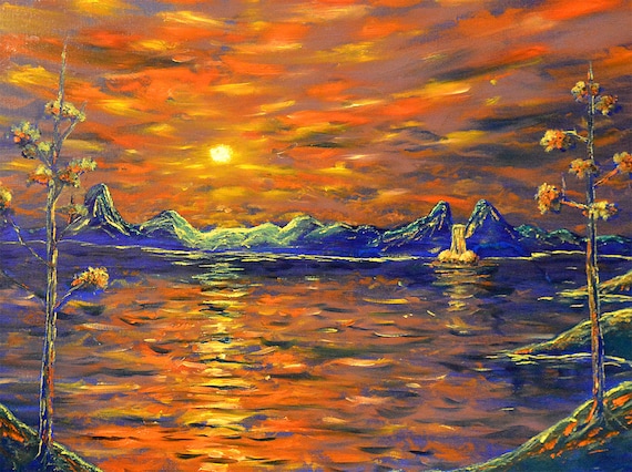 Art mural original, Peinture impressionniste, Peinture de paysage  aquatique, Peinture de nature, Peinture colorée, Peinture orange brûlée,  Peinture à lhuile -  Canada