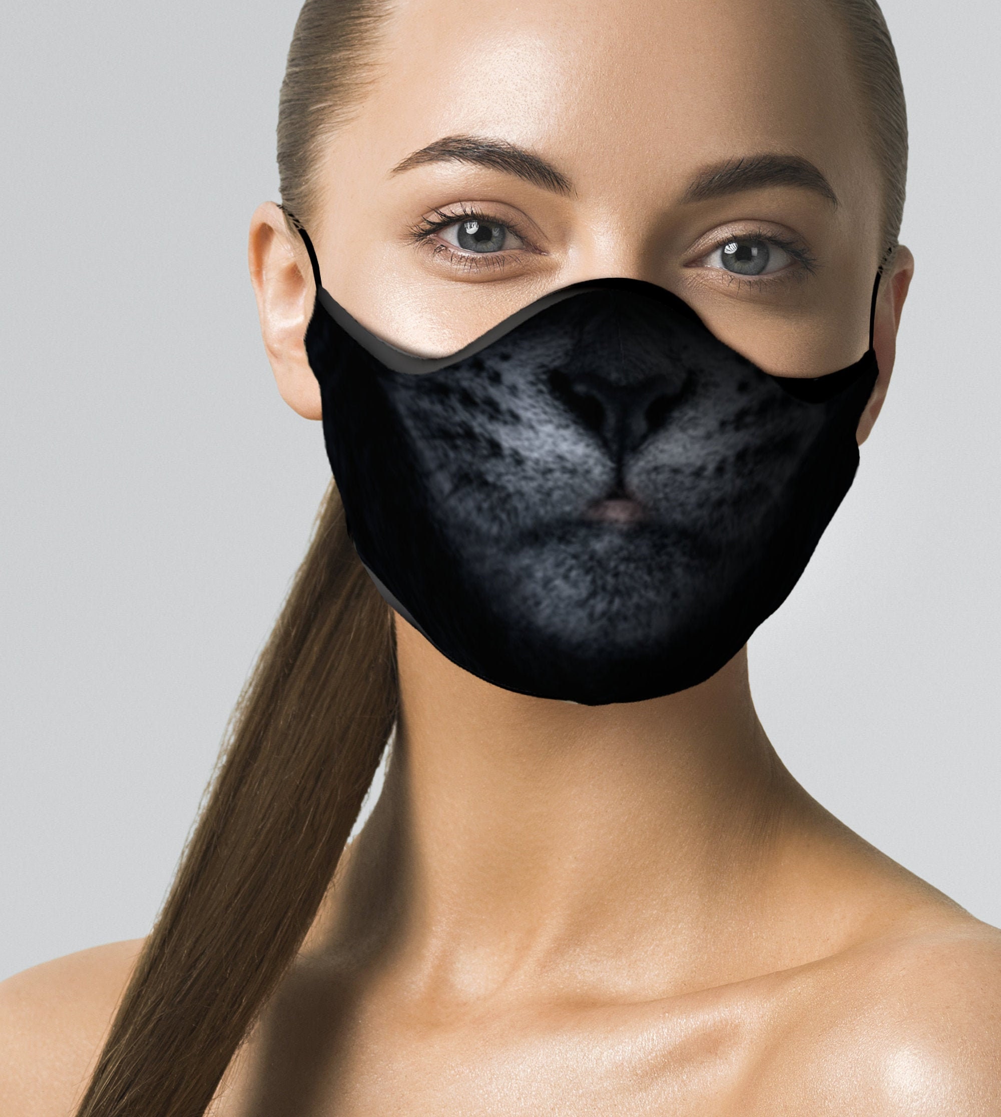 Cat Face Mask Black Cat Filtered Nose Clip Reusable Etsy