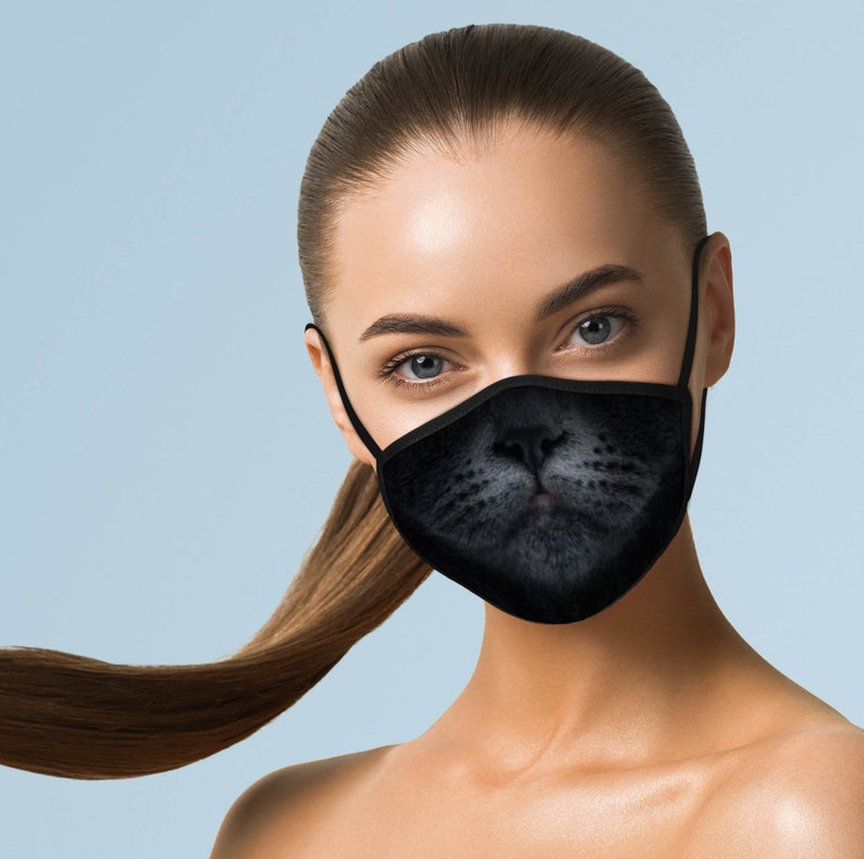 Black Cat Face Mask Reusable Face Mask Washable Face Mask Etsy