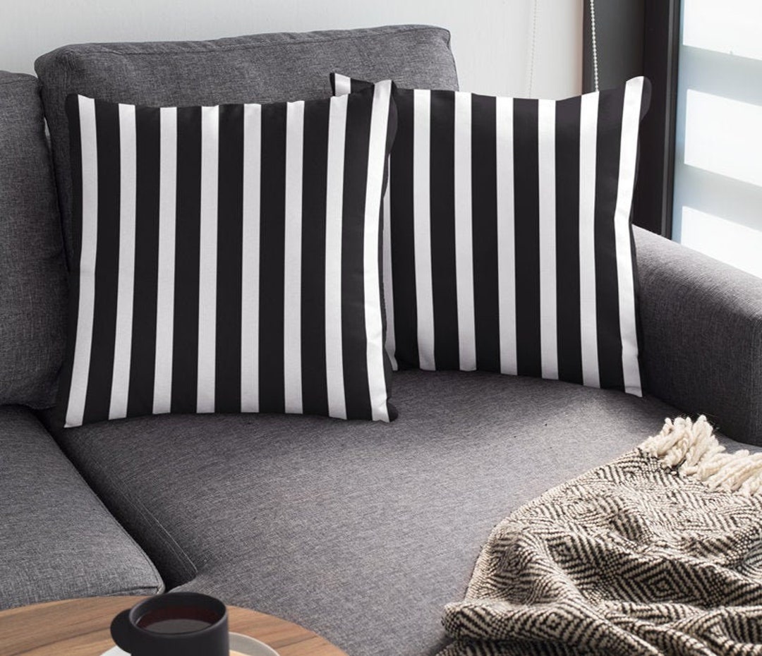 Black & White Striped Pillow Gothic Decor Throw Pillow Throw Pillow