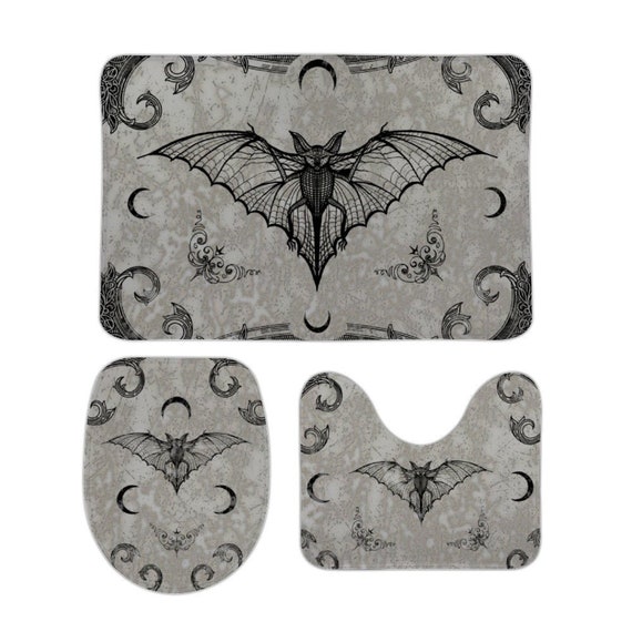 Gothic Bathroom Decor Bat Bath Mat Halloween Decor Victorian Gothic Decor  Halloween Bathroom Gothic Bath Mat Set Haunted House 