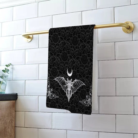 Gothic Bathroom Decor Victorian Gothic Decor Halloween Bathroom Bat Hand  Towel Crescent Moon Decor Gothic Hand Towel 16 X 24 