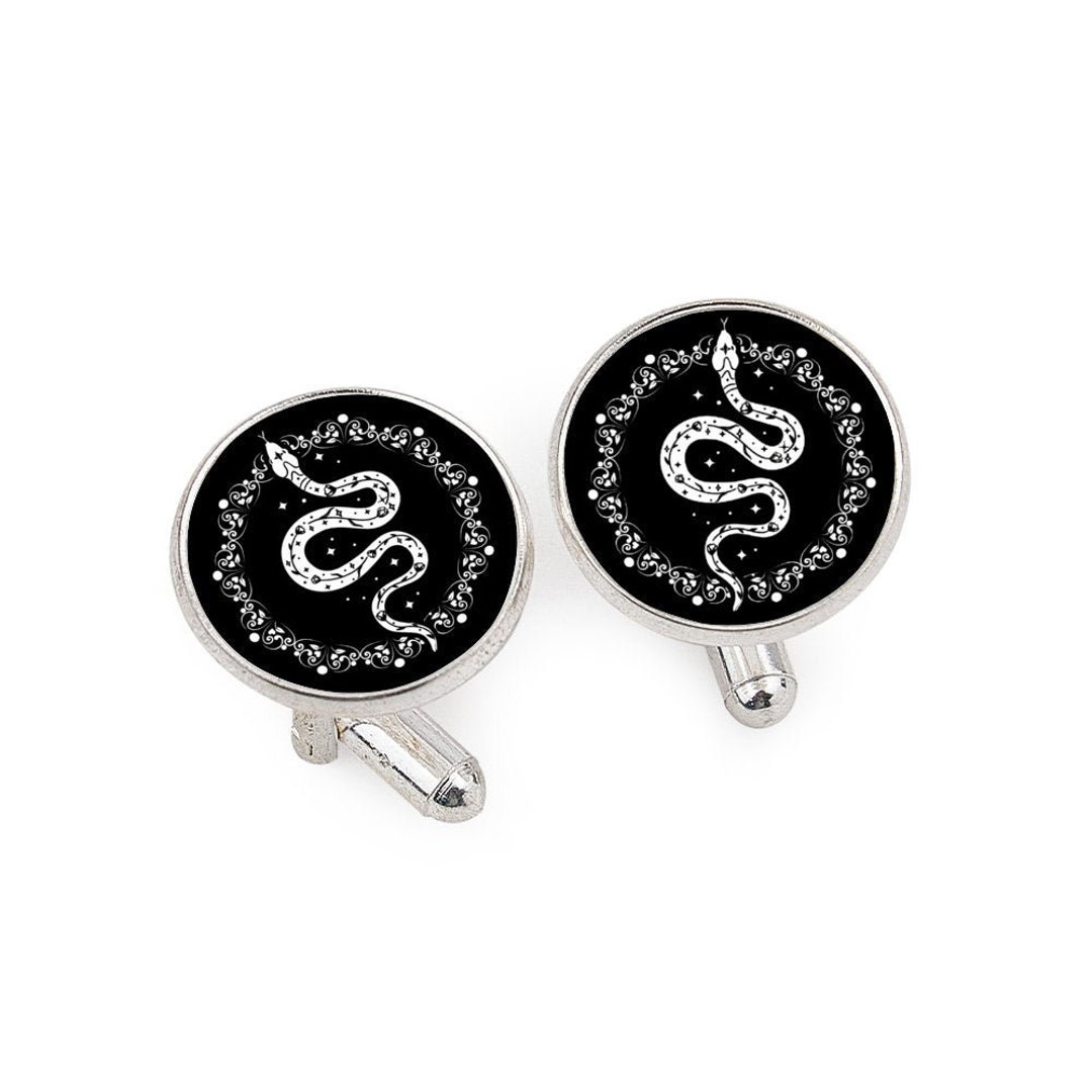 Snake Cufflinks, Gothic Cufflinks, Gothic Gift for Him, Black Cufflinks