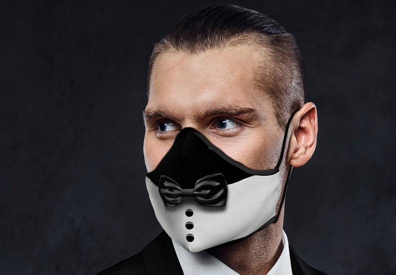 Formal Face Mask Black Tie Wedding Face Mask with Nose Etsy