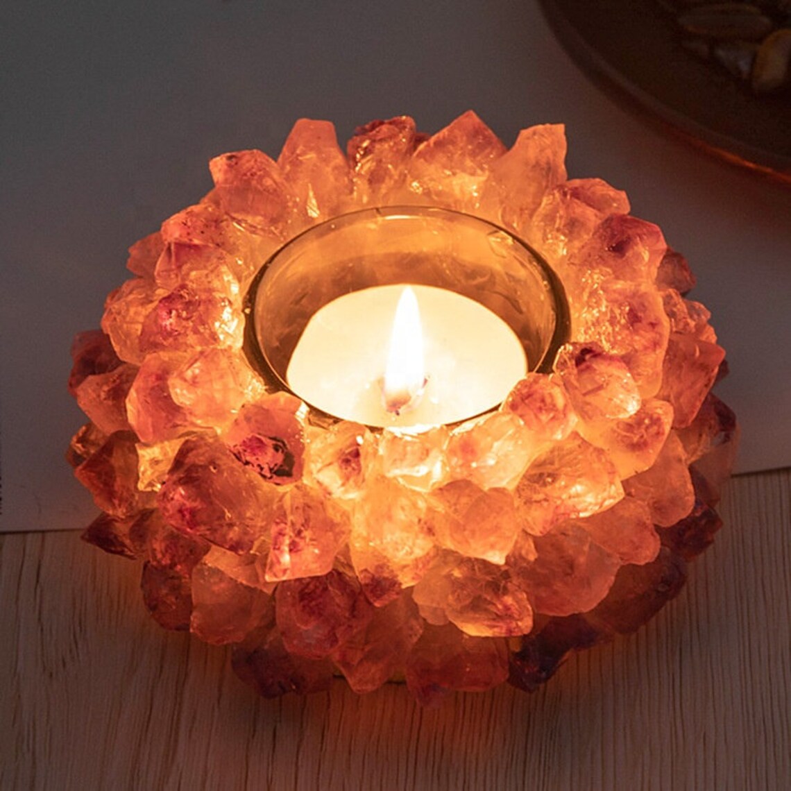 Gemstone Candle Crystal Tealight Candle Holder Etsy