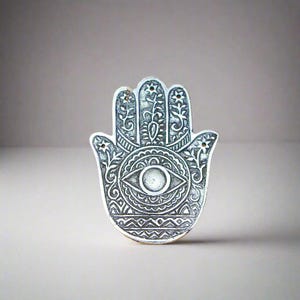 Hamsa Aluminum Incense Holder | 5-Slot Burner for Sticks and Cones | Protection and Unity Symbol
