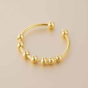 ANXIETYGONE 18K Gold Dipped Fidget Ring: Adjustable Spinner Ring for Anxiety Relief