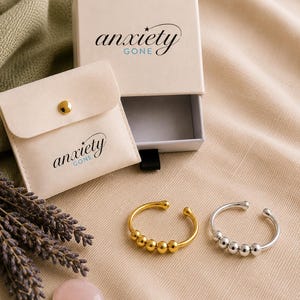 Anillo ANXIETYGONE Flow de plata de ley auténtica / Anillo antiestrés para la ansiedad