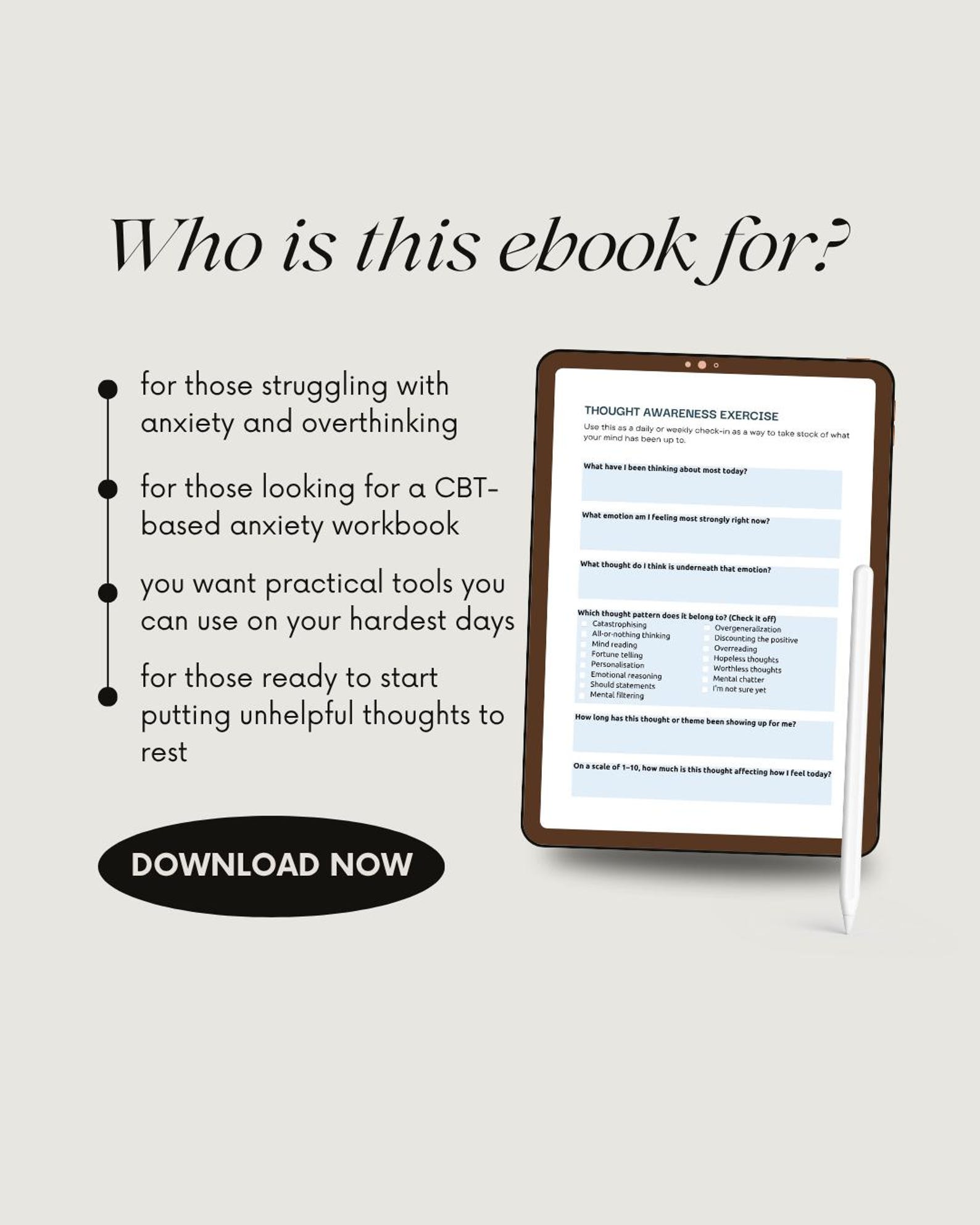 ANXIETYGONE CBT Workbook for Anxiety: Thought Detox, Overthinking ...