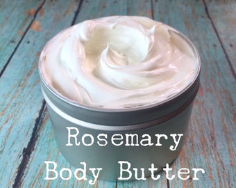 Rosemary Body Butter, All Natural Body Butter, Shea Butter, Preservative Free Skin Therapy, Dry Skin Repair, Essential Oil Body Cream