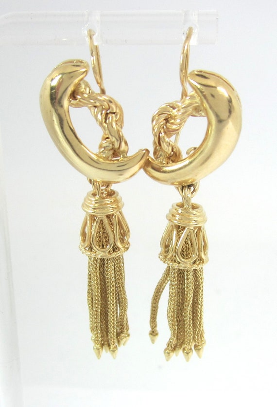 Estate Vintage 14K Yellow Gold Tassel Style Earrin