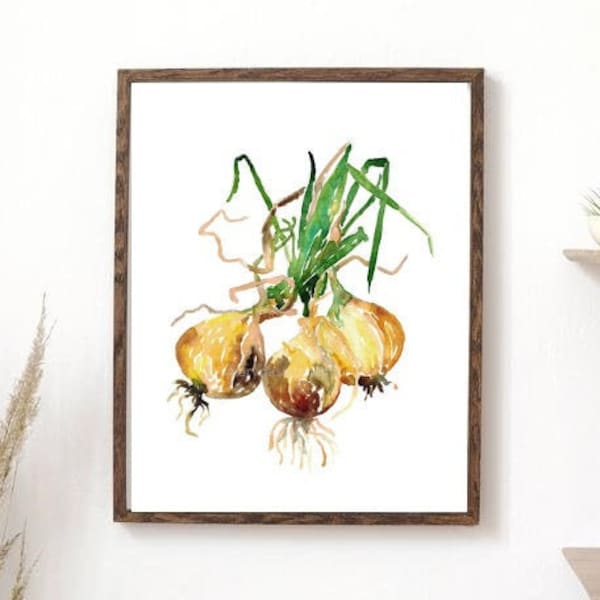 Onions Wall Poster Herb Watercolor Spice Types Kitchen Decor Vegetabe Painting Minimalist Print Art Drawing Modern Room Wall Decoration Leek