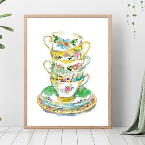 Vintage Kaffeetassen Wand Poster Aquarell trinken Tassen Küche Dekor Malerei minimalistischen Druck Kunst Zeichnung moderne Zimmer Wand Dekor Dekoration