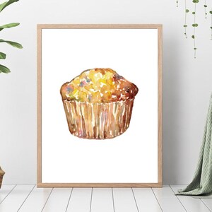 Muffin francuski piekarnia kuchnia Dekoracja Malowanie Ściana Plakat Akwarela Sztuka Restauracja Dekoracja Gotuj Wydruk Jedzenie Rysunek Słodki Muffin