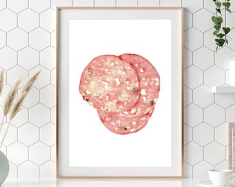 Sausage Watercolor Print, Kitchen Food Art