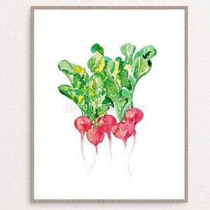 Radish Wall Poster, Garden food Watercolor, Vegetable Kitchen Decor Painting Minimalist Print Art Drawing Modern Room Wall Decor Decoration
