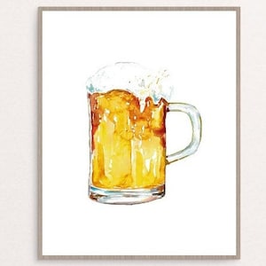 Stampa vetro birra Acquerello Stampa Drink Bar Wall Art Print Kitchen décor Bar Decor Cocktail poster Stampa artistica Estate Stampa Lime Menu Alcol