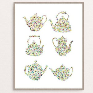 Tee Töpfe Wand Poster Aquarell Getränk Küche Dekor Malerei minimalistischen Druck Kunst Zeichnung modernen Zimmer Wand Dekor Dekoration Kaffeetasse grün