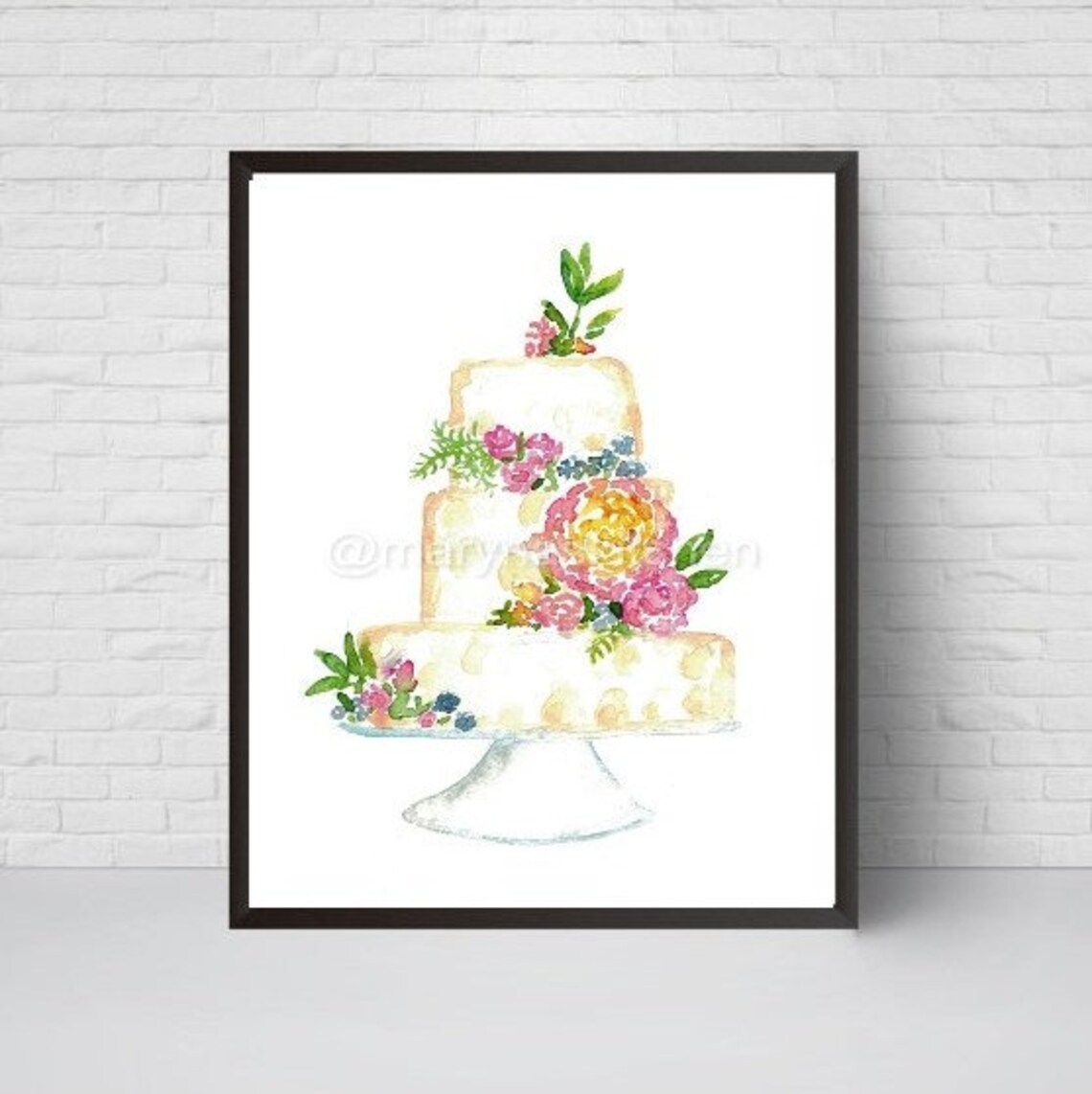 kitchen printable poster bakery print with watercolor... Wedding Cake Kitchen Decor, Painting Wall Poster Watercolor Art ...