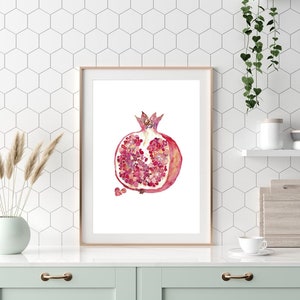 Décor de cuisine grenade, peinture, cuisine aquarelle murale Art Poster Restaurant Décor, Cook Print, Légumes Imprimables, Dessin de fruits