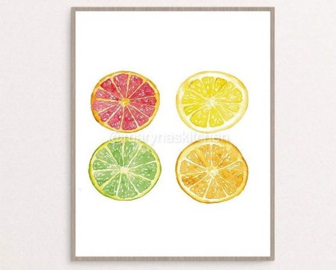 Citrus Kitchen Decor Painting Kitchen Wall Art Watercolor Etsy Canada