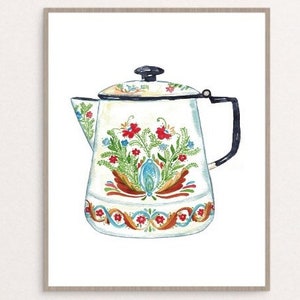Vintage Kaffeekanne Wand poster Aquarell Teekanne Teekanne Küche Dekor Malerei MinimalistIsch Druck Kunst Zeichnung Moderne Zimmer Wanddekoration